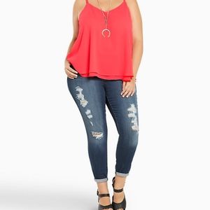 Torrid 2 layer tank top, bright pink, coral